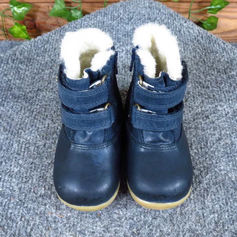 Bobux Aspen Unisex Baby Winter Boot Size 18 EU Cold Weather Navy Blue Leather